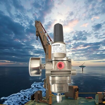 Ρυθμιστής αερίου Fisher με σώμα από ανοξείδωτο χάλυβα και πίεση εισόδου 250psi για εφαρμογές offshore