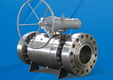 Πίεση σύνδεσης φλάντζης κλάσης 600 Τρίνιον Mounted Ball Valve Worm Bevel Gear Box Πυροστασία Αντιστατικό σχεδιασμό